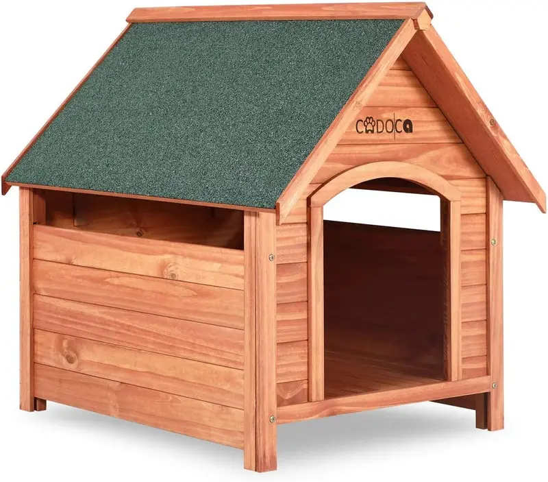 Solid Wood Dog House With Apex Roof And Ventilated Roof Hatch (82 X 72 X 85 Cm) 1
