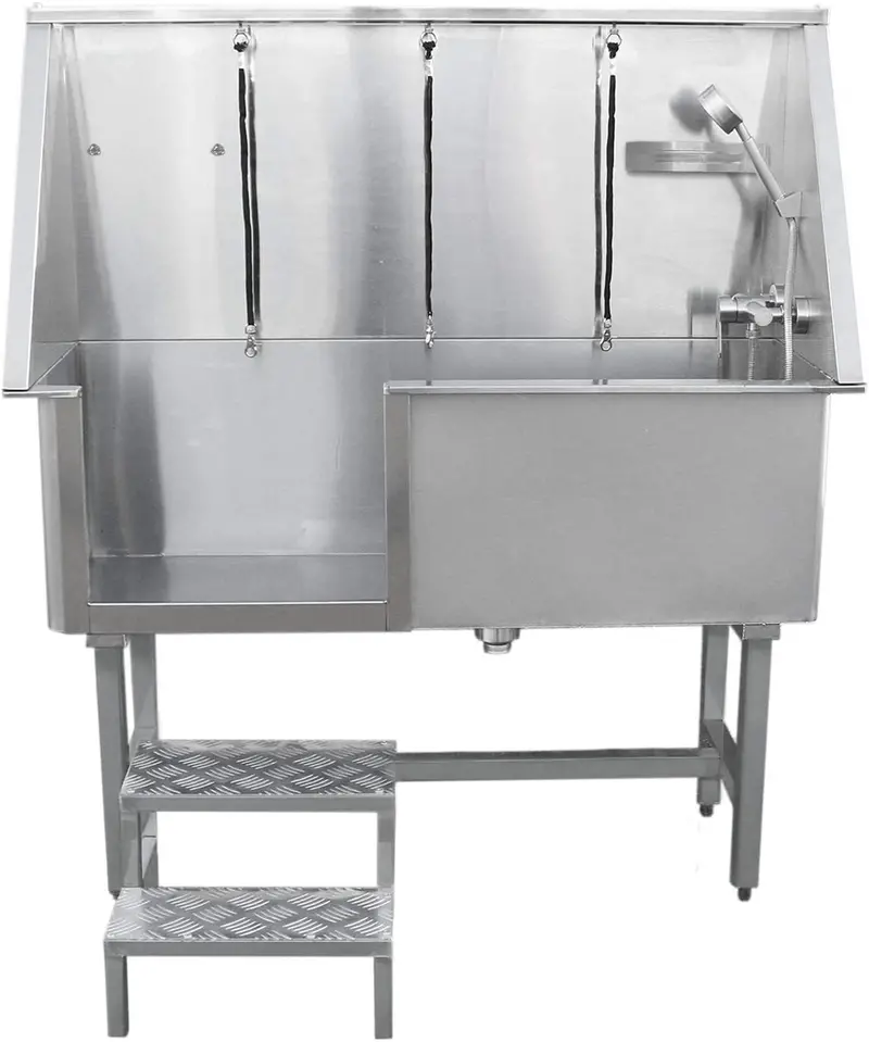 Stainless Steel Pet Bath Station — 400 Mm Elevated Dog & Cat Shower With Drainage Base 1