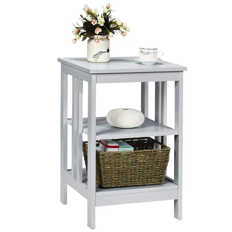 Sturdy Three-Tier Sofa Side Table With Reinforced Steel Frame And Non-Slip Base 1