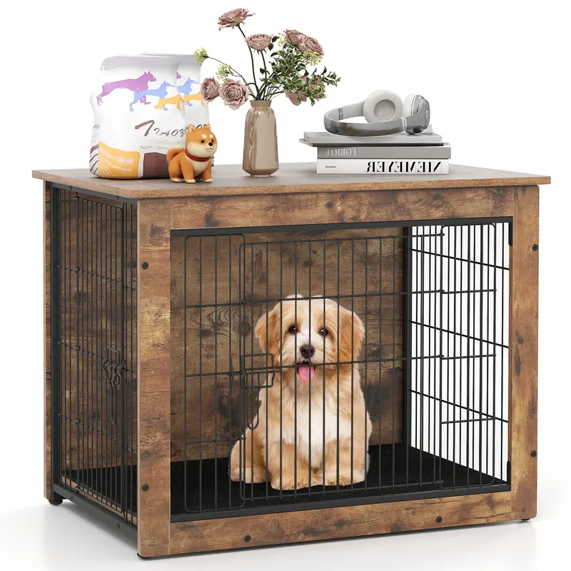 Stylish Dog Crate Furniture — 33" Or 39" Indoor Kennel With Cushion And Dual Doors 1