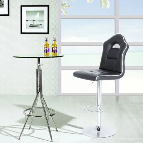 Swivel Pu Bar Stool With Footrest – Modern Kitchen Or Pub Seating 1
