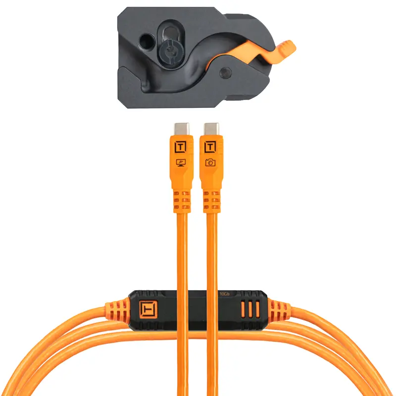 Tether Tools Optima 10G Leverlock Tethering Kit – 15' Straight Cable + Ties (Orange) 1
