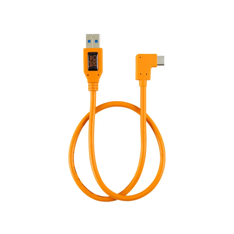 Tether Tools Tetherpro Usb-A 3.0 To Right-Angle Usb-C Pigtail Cable – 20" (50 Cm), High-Visibility Orange 1