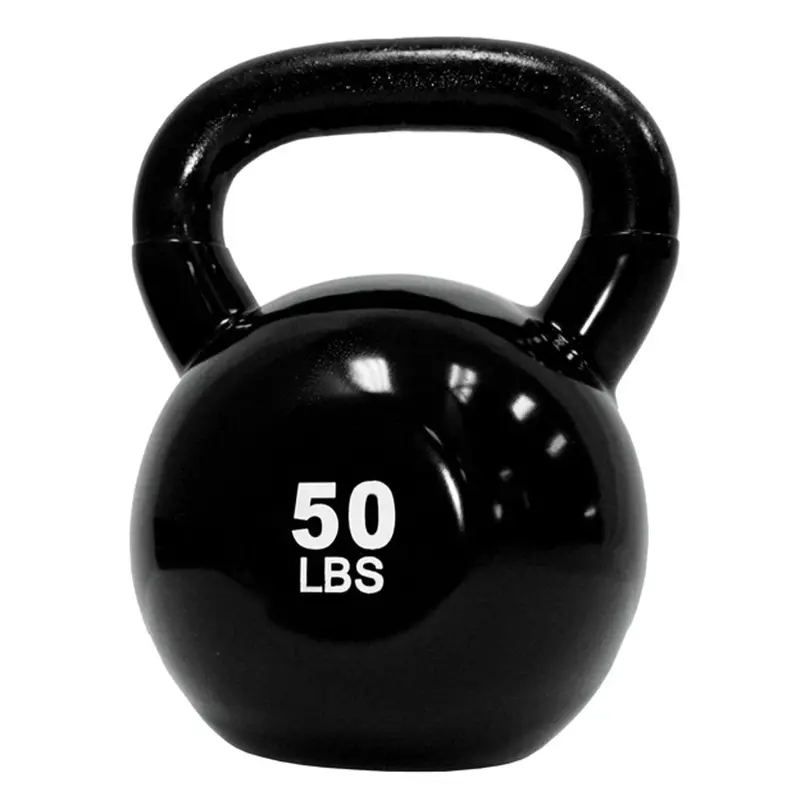 Tko 50 Lb Vinyl-Coated Kettlebell – Durable Black Finish 1