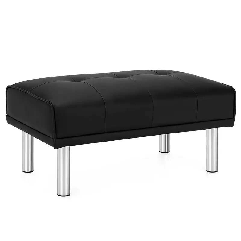 Tufted Rectangular Ottoman Footrest With Stainless Steel Frame 1