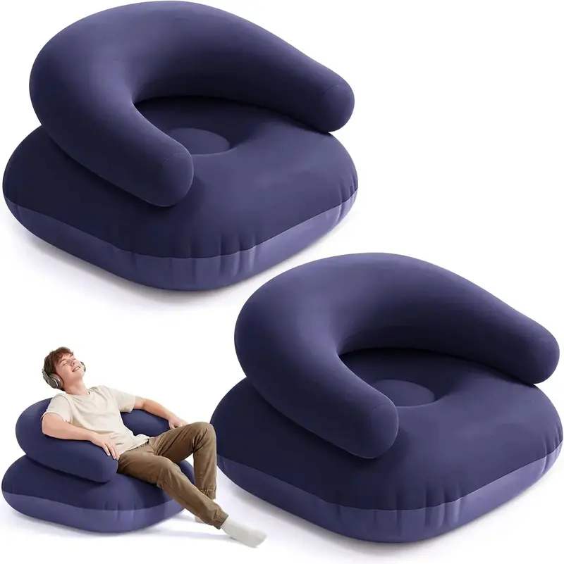 Twin Flocked Inflatable Chairs – Pair Of Plush, Portable Seating Solutions 1