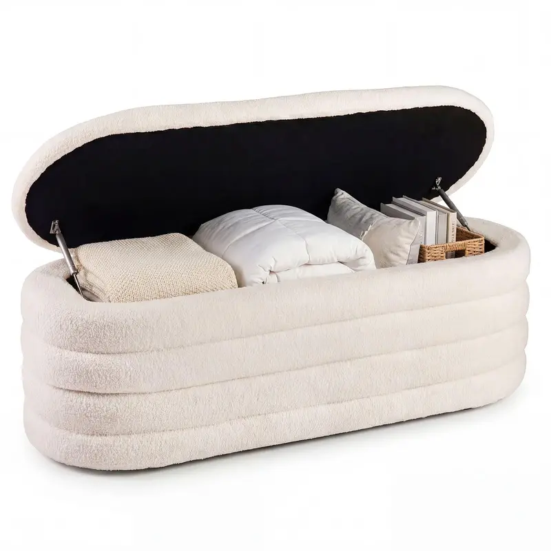 Upholstered Storage Ottoman Bench With Gas Lift – Giantex 1