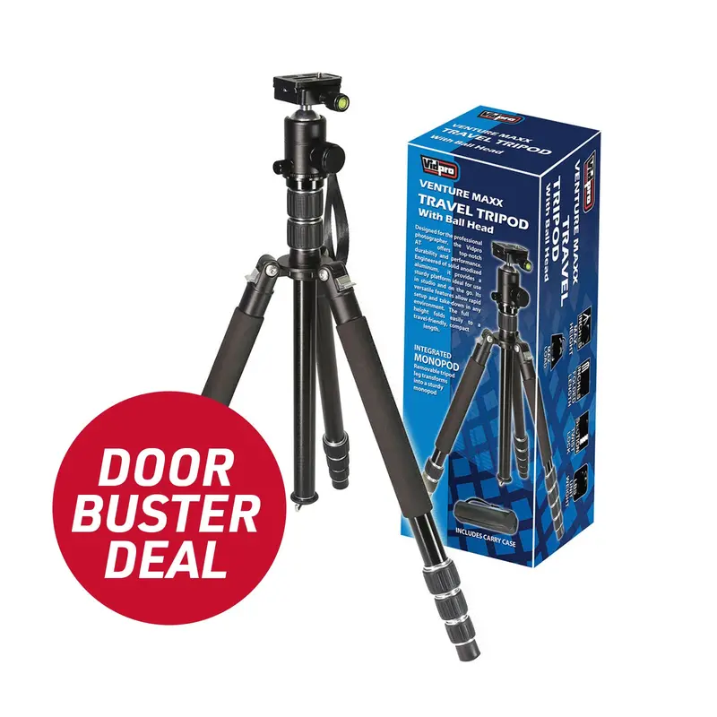 Vidpro Venturemaxx Pro 77-Inch Adjustable Aluminum Tripod With Ball Head 1