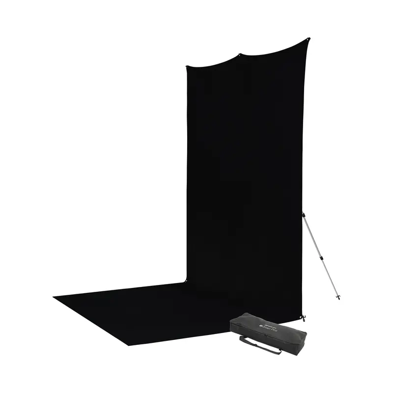 Westcott X-Drop Pro Seamless Sweep Backdrop Kit – 8' × 13', Rich Black, Wrinkle-Resistant 1
