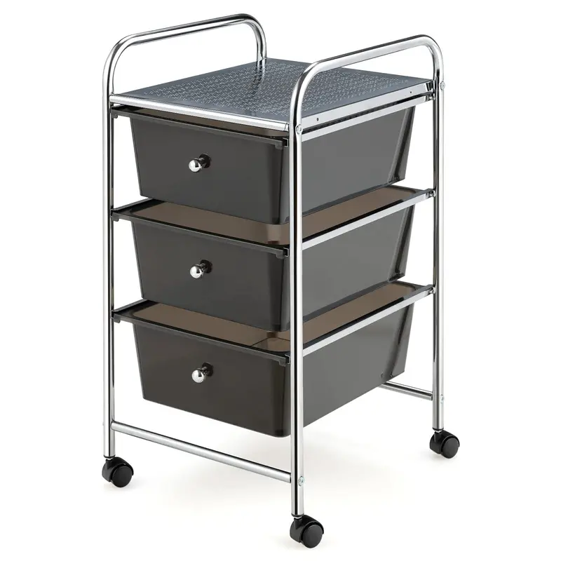 Wheeled 3-Compartment Rolling Cart – Giantex Versatile Craft & Supply Organizer 1