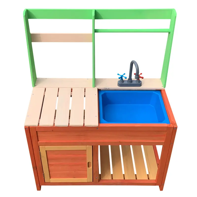 Wooden Outdoor Play Kitchen – Kids’ Garden Toy With Functional Sink 1