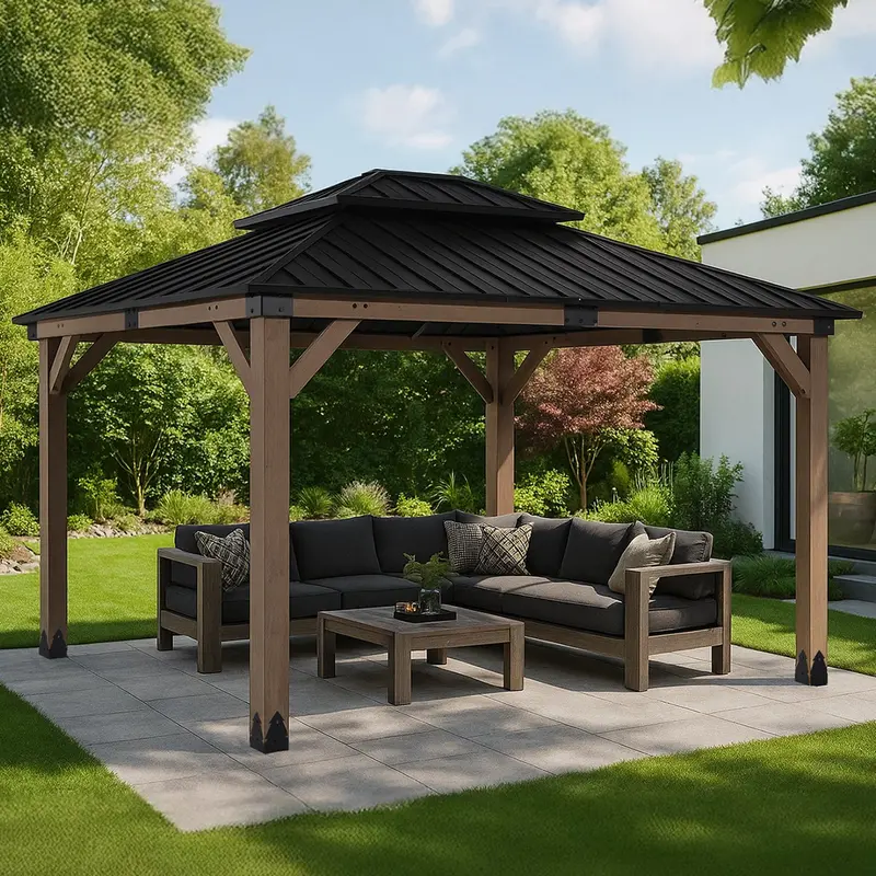 Yardtopia Maryborough Extended Gazebo – 3.6M × 3M Timber & Steel Double Hip Roof 1